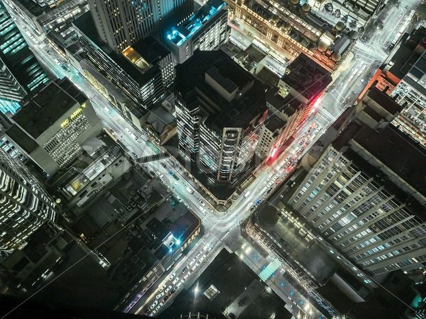 Aerial of Cityscape Lights - Symbiostock Express Demo